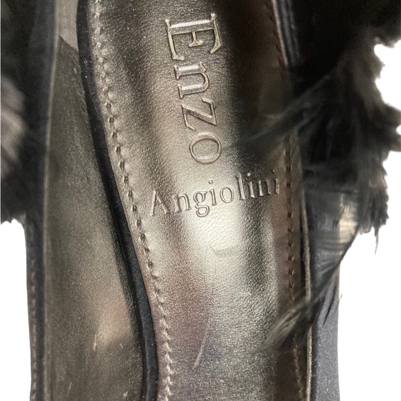 Enzo Angiolini black feather peep toe pumps - Picture 7 of 9